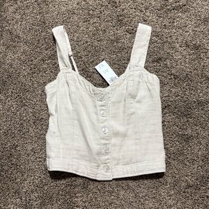 Abercrombie & Fitch Cream Tan Linen Smocked Tank Top XS NWT